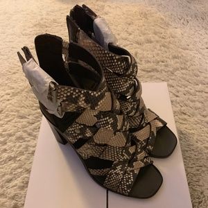 Dolce Vita Ivory Brown Snake Skin High Heel Sandals